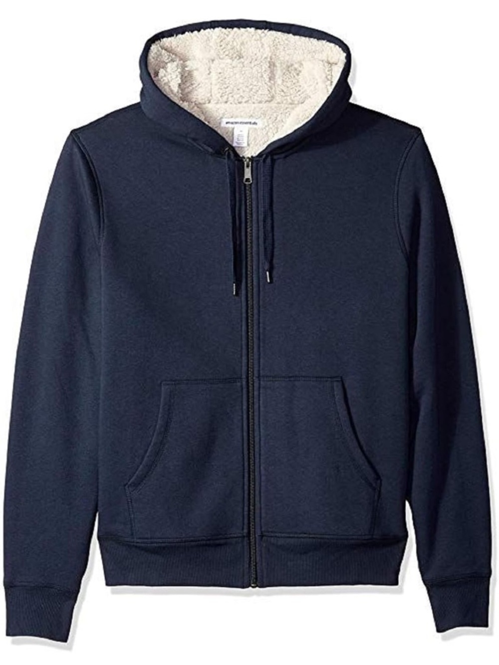 Amazon Essentials Navy Zip-Up Hoodie with Cream Sherpa Lining